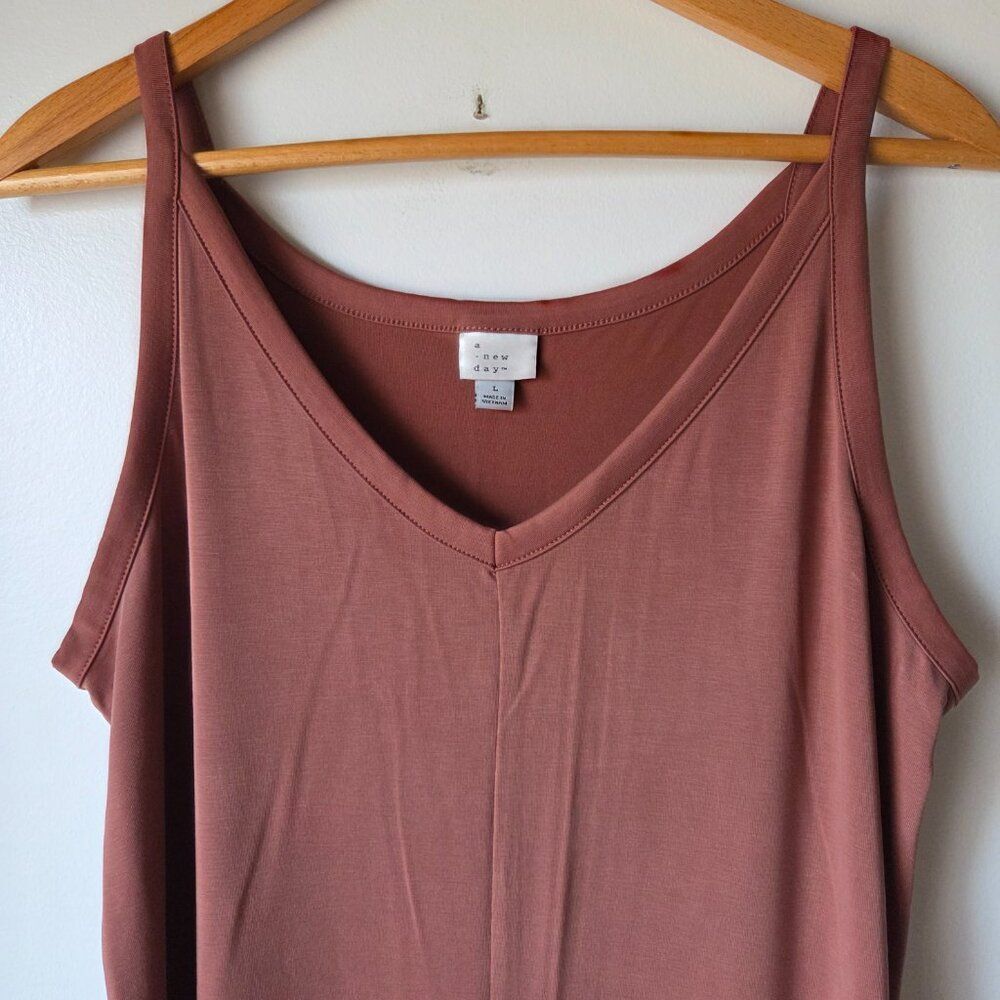 EUC A NEW DAY RUST V NECK TANK MIDI DRESS SIZE LARGE - Picture 3 of 12
